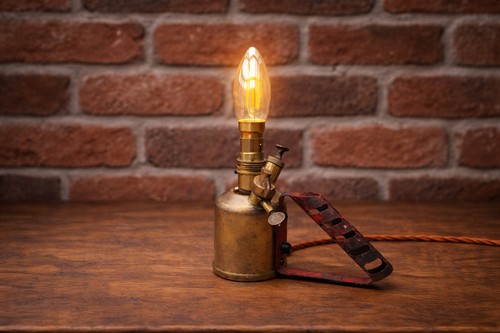 Vintage brass table lamp blow - lamp,